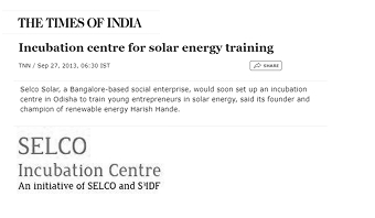 SELCO Incubation Centre Established.